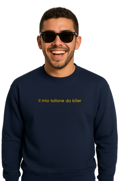 Felpa girocollo unisex Ricamata | il mio tallone da killer