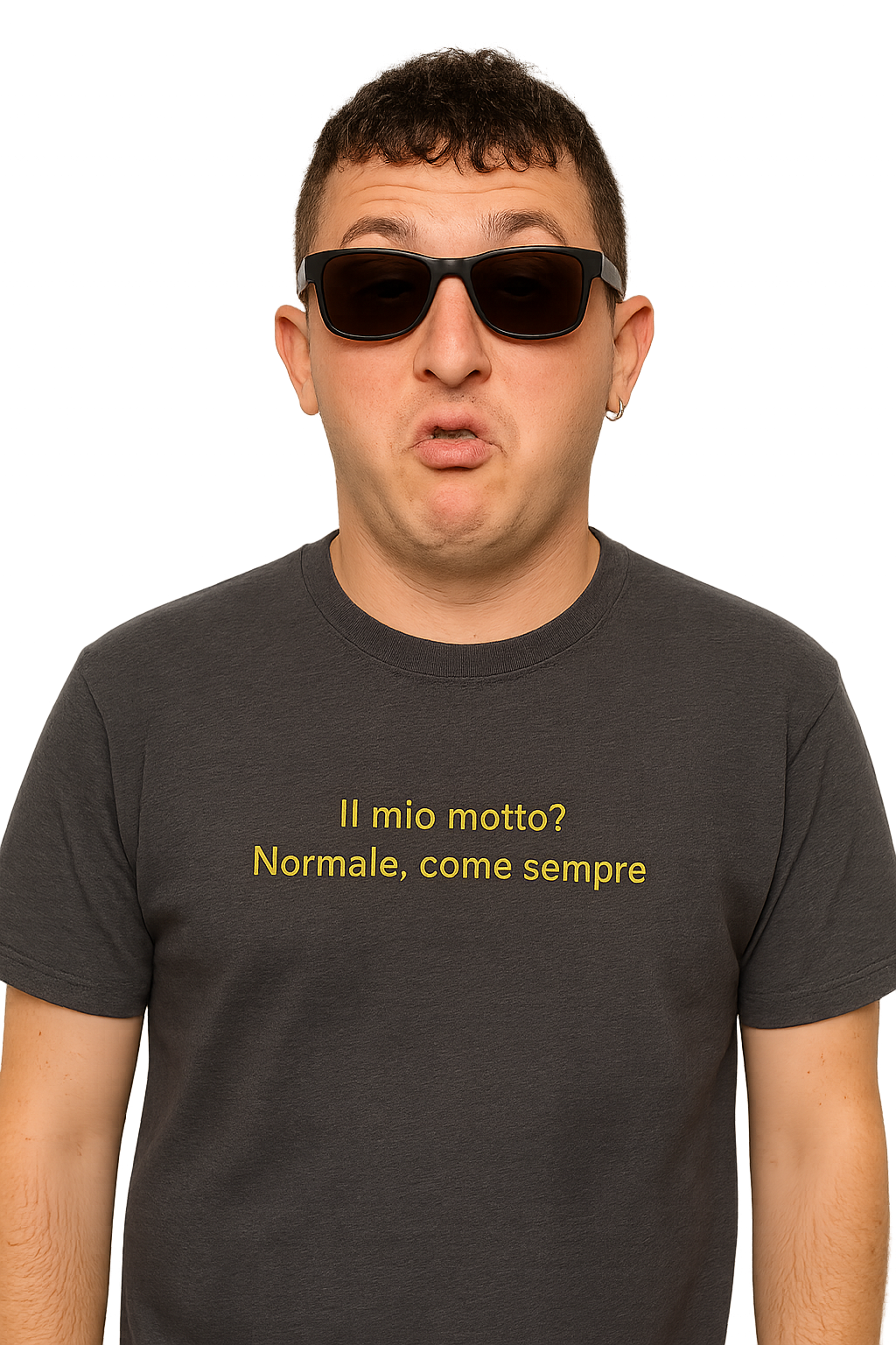 T-shirt girocollo Unisex Ricamata - Il mio motto? Normale, come sempre.