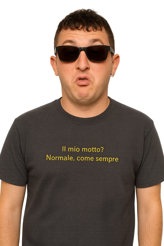 T-shirt girocollo Unisex Ricamata - Il mio motto? Normale, come sempre.