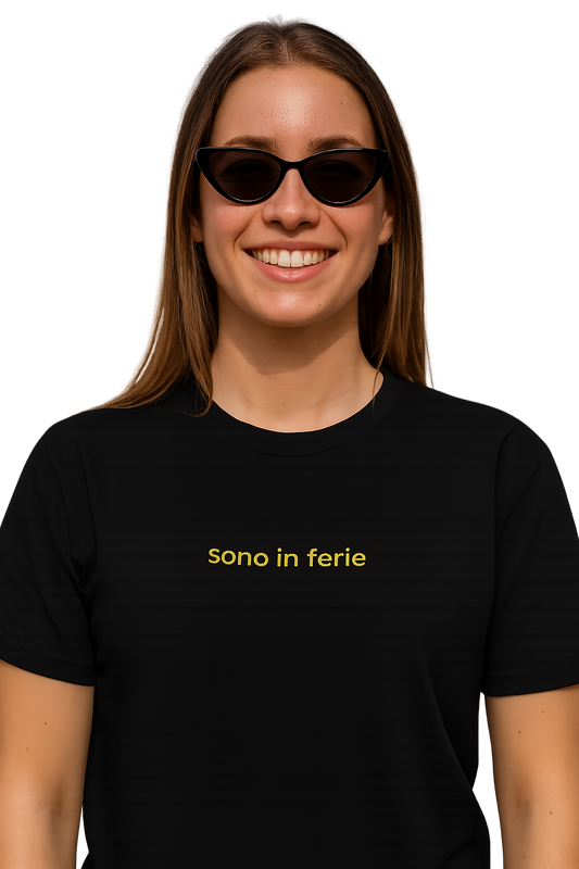 T-shirt girocollo Unisex Ricamata - sono in ferie