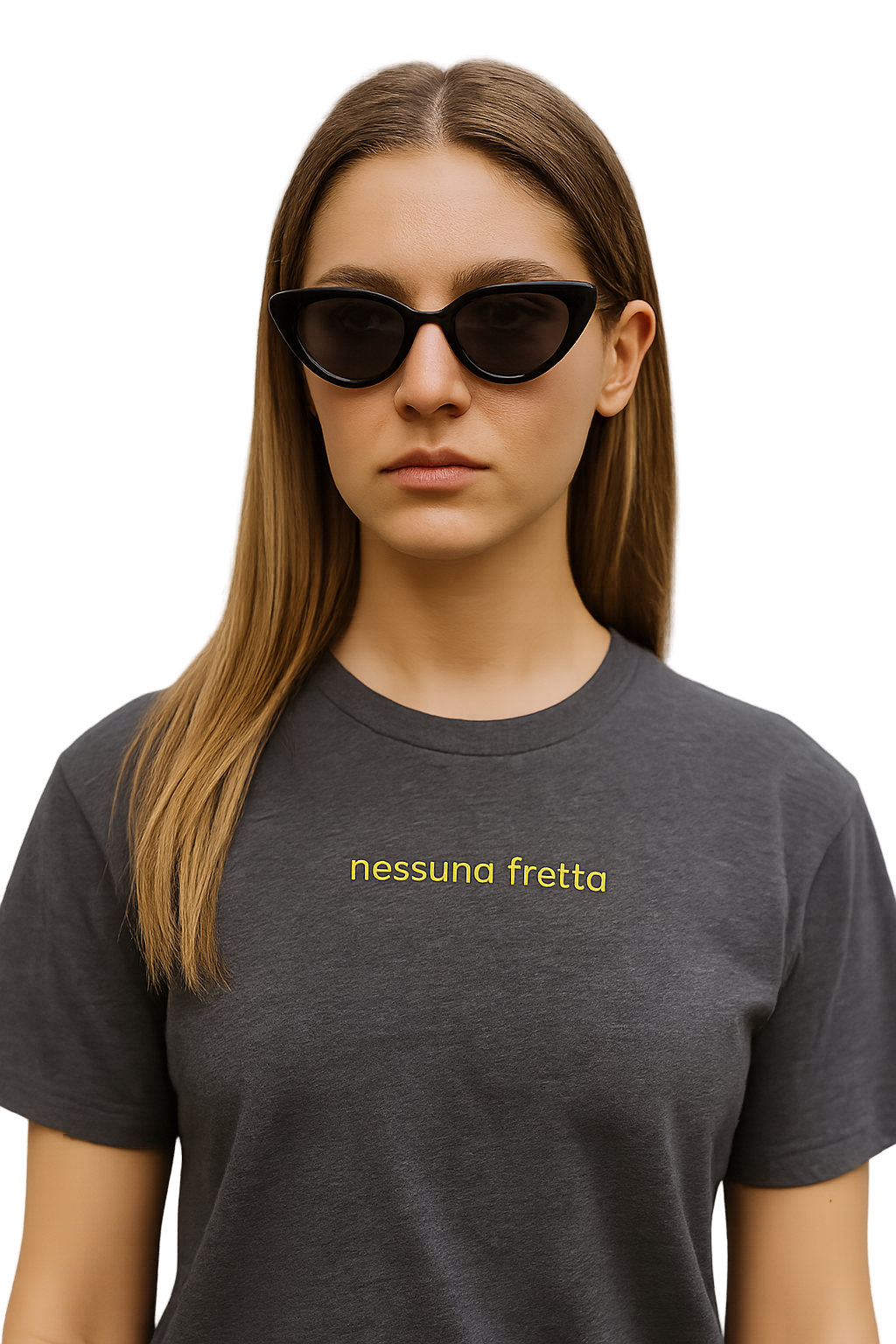 T-shirt girocollo Unisex Ricamata - nessuna fretta