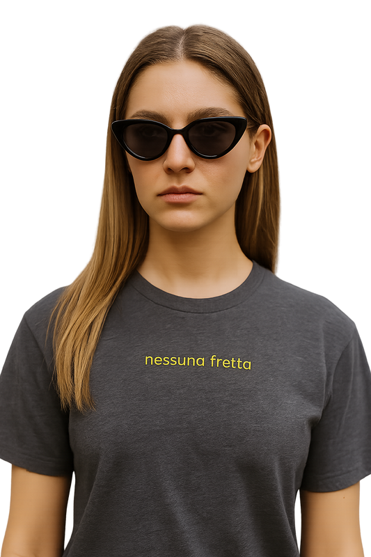 T-shirt girocollo Unisex Ricamata - nessuna fretta