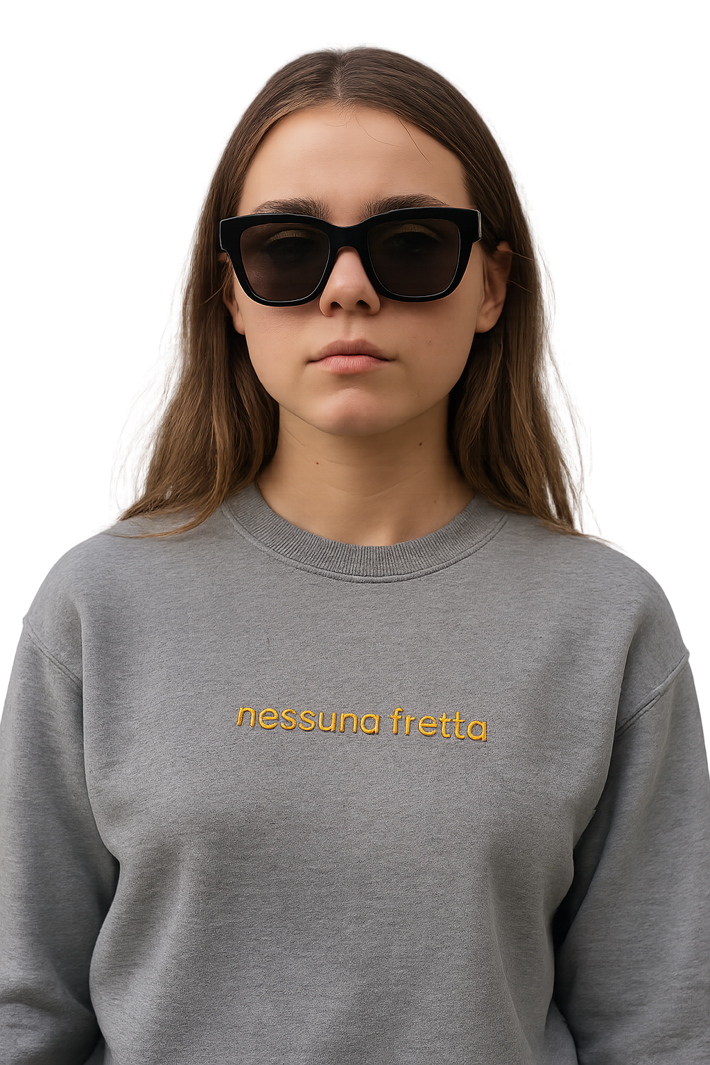 Felpa girocollo unisex Ricamata | nessuna fretta