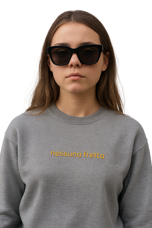 Felpa girocollo unisex Ricamata | nessuna fretta