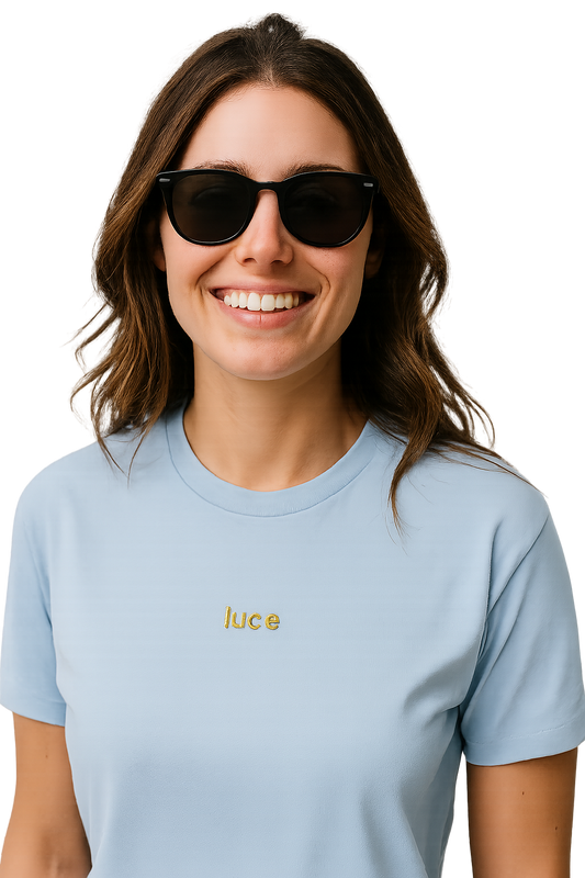 T-shirt girocollo Unisex Ricamata - luce