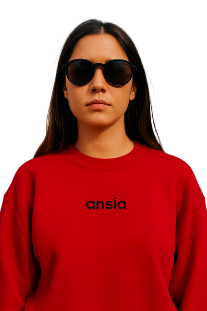 Felpa girocollo unisex Ricamata | ansia