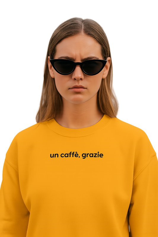 Felpa girocollo unisex Ricamata | un caffè, grazie