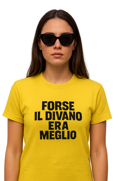 T-shirt Girocollo Classica Unisex| forse il divano era meglio