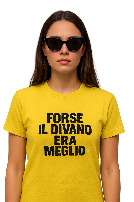 T-shirt Girocollo Classica Unisex| forse il divano era meglio