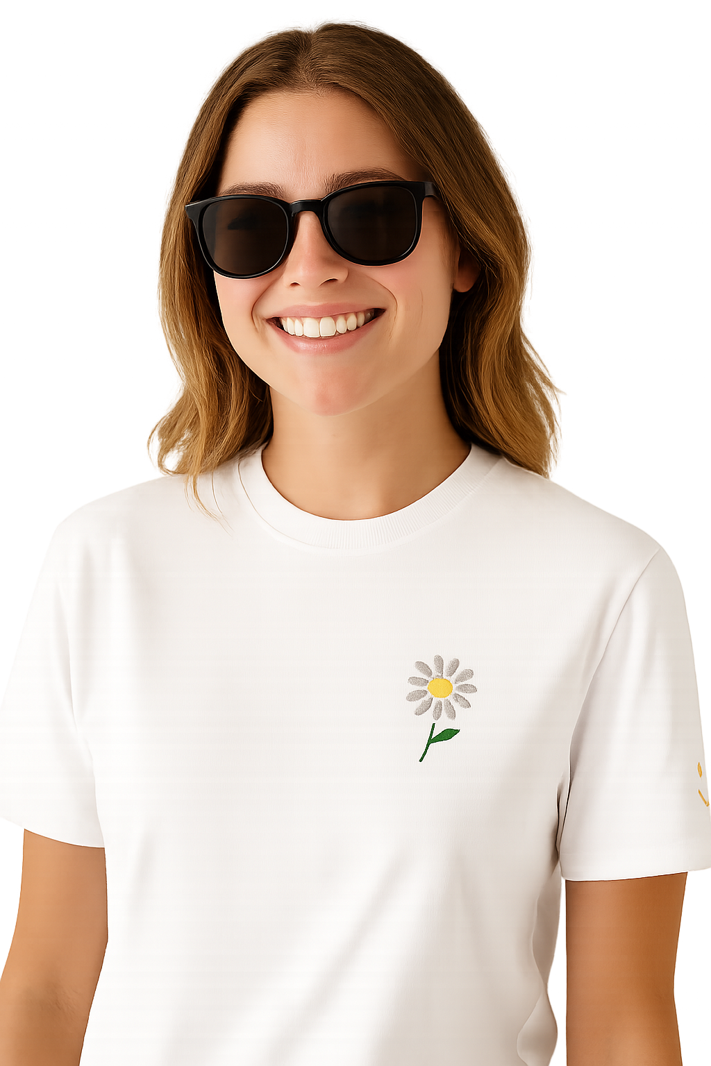 T-shirt girocollo Unisex Classica Ricamata - Margherita