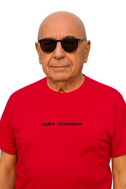 T-shirt girocollo Unisex Ricamata - Cuore Rosso Nero