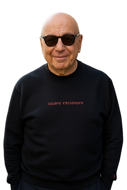 Felpa girocollo Unisex Ricamata | Cuore RossoNero