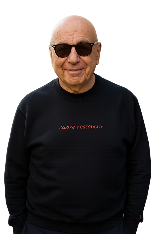 Felpa girocollo Unisex Ricamata | Cuore RossoNero