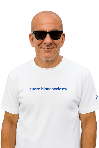 T-shirt girocollo Unisex Ricamata - Cuore Biancoceleste