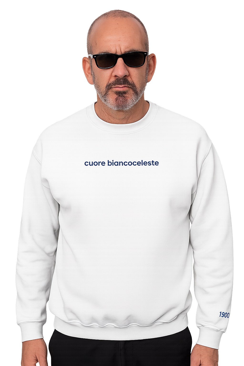 Felpa girocollo Unisex Ricamata | Cuore BiancoCeleste