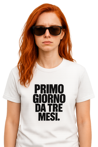 T-shirt Girocollo Classica Unisex | primo giorno da tre mesi.