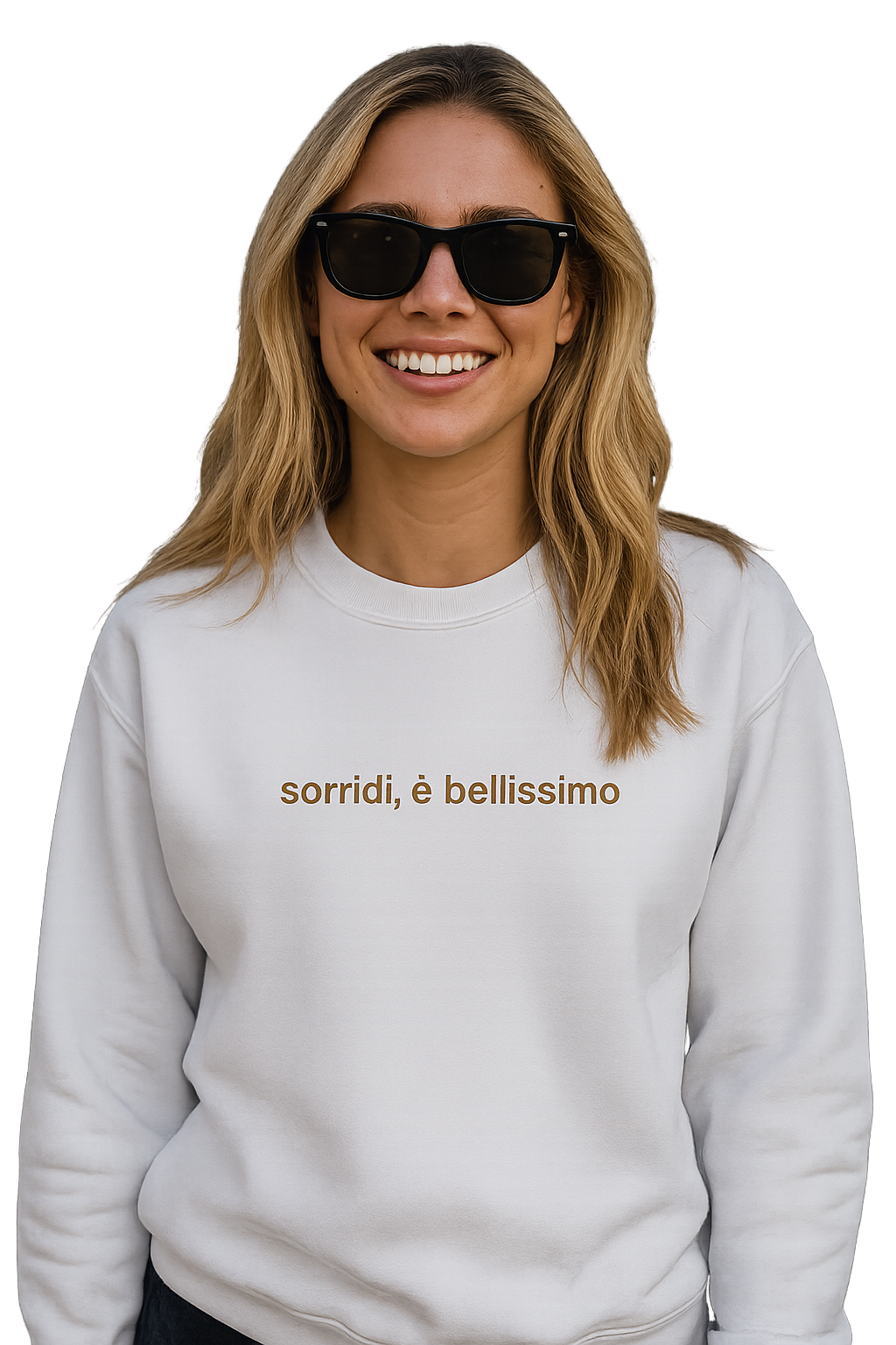 Felpa girocollo unisex Ricamata | sorridi, è bellissimo