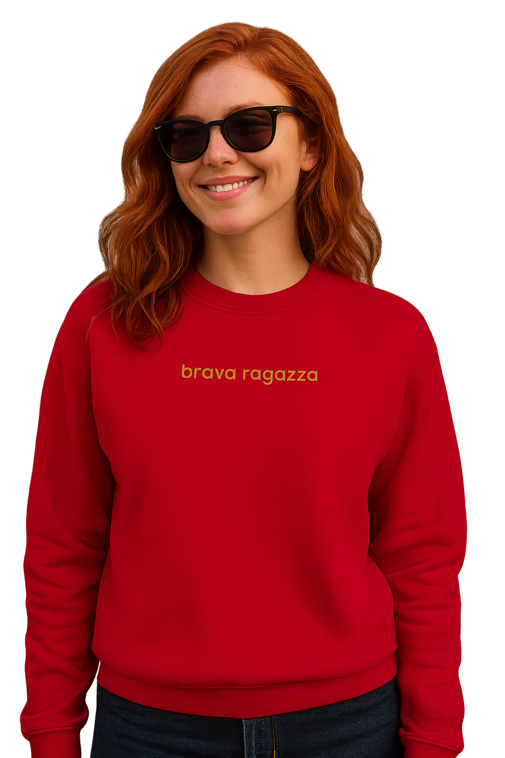 Felpa girocollo unisex Ricamata | brava ragazza