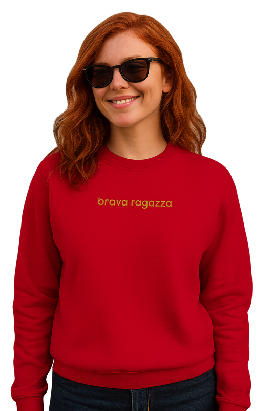 Felpa girocollo unisex Ricamata | brava ragazza