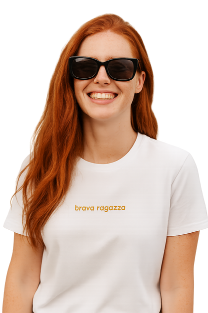 T-shirt girocollo Unisex Ricamata - brava ragazza