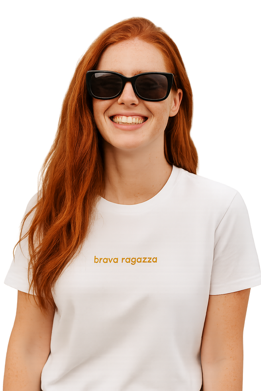 T-shirt girocollo Unisex Ricamata - brava ragazza