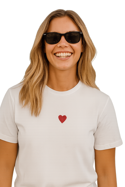 T-shirt girocollo Unisex Ricamata - cuoricino