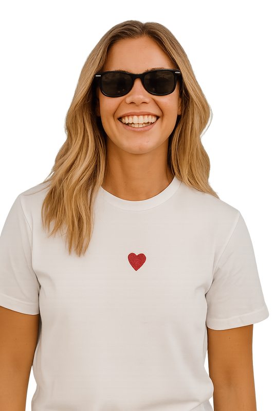 T-shirt girocollo Unisex Ricamata - cuoricino