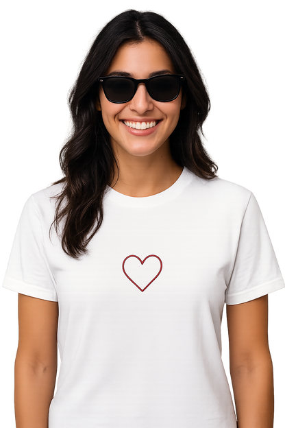 T-shirt girocollo Unisex Ricamata - cuore