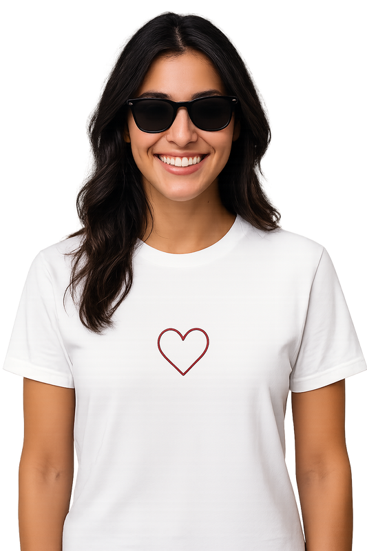 T-shirt girocollo Unisex Ricamata - cuore