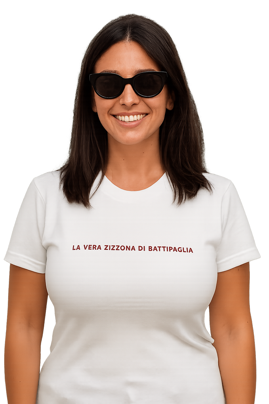 T-shirt girocollo ricamata - la vera zizzona di Battipaglia