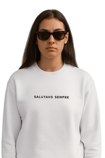 Felpa girocollo unisex ricamata | salutavo sempre