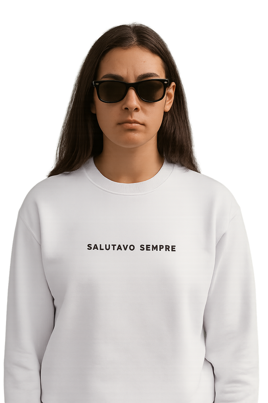 Felpa girocollo unisex ricamata | salutavo sempre