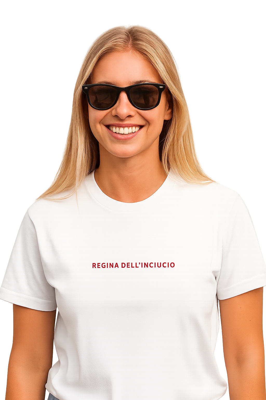 T-shirt girocollo ricamata- Regina dell'inciucio