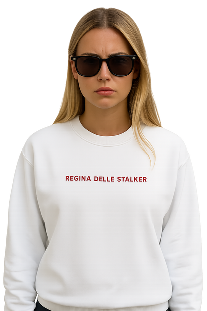Felpa girocollo unisex ricamata| Regina delle stalker