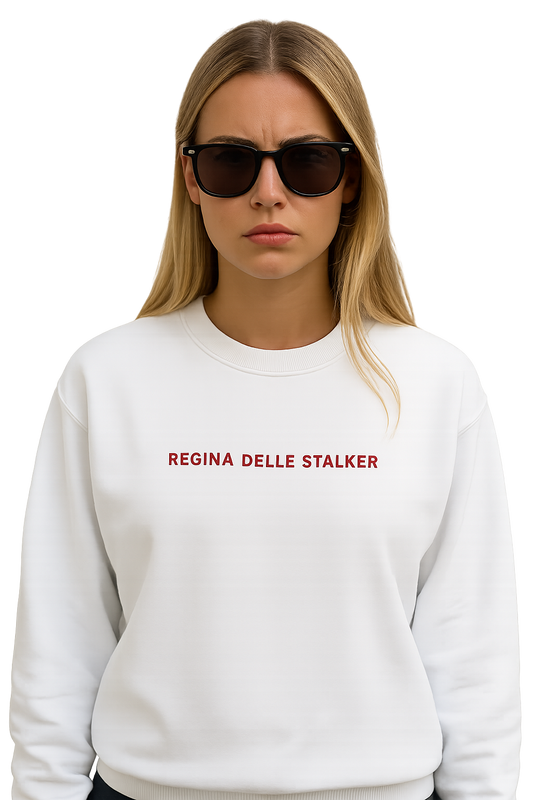 Felpa girocollo unisex ricamata| Regina delle stalker