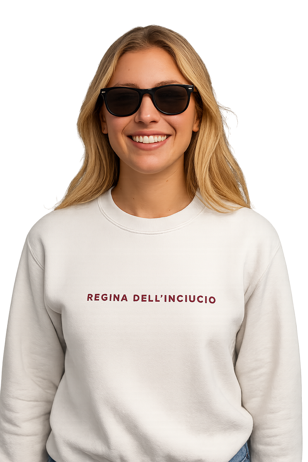 Felpa girocollo unisex ricamata | Regina dell'inciucio