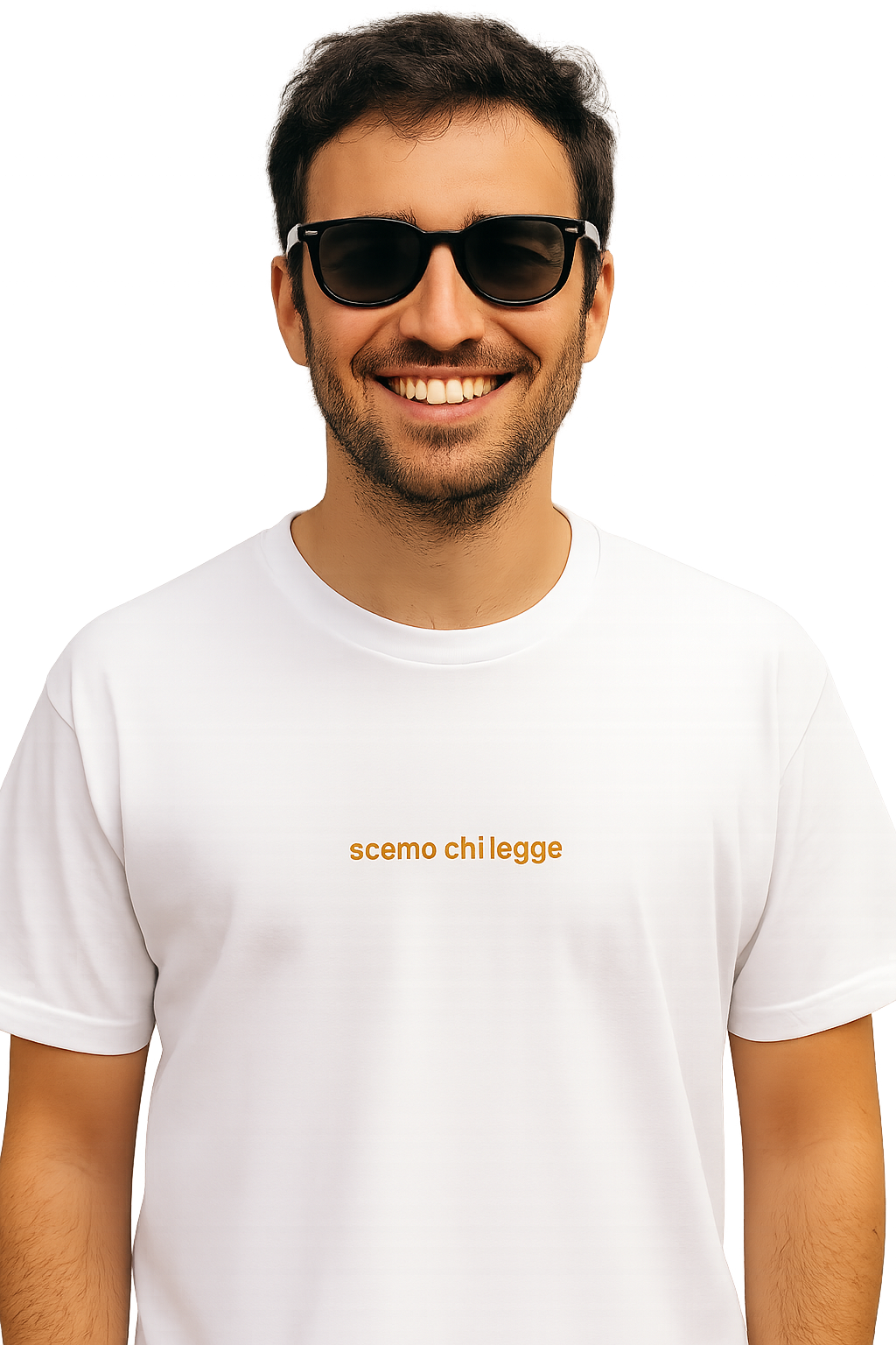 T-shirt girocollo ricamata - chi legge