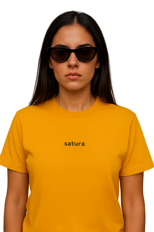 T-shirt girocollo ricamata - satura