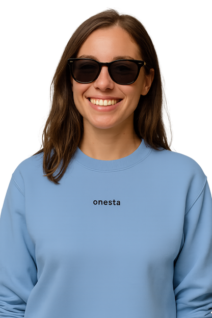 Felpa girocollo unisex ricamata | onesta