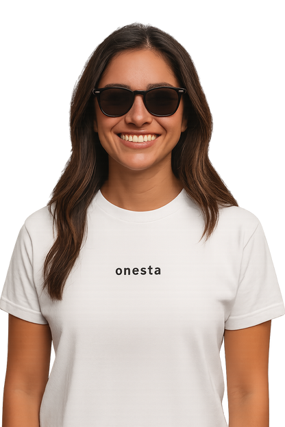 T-shirt girocollo ricamata - onesta