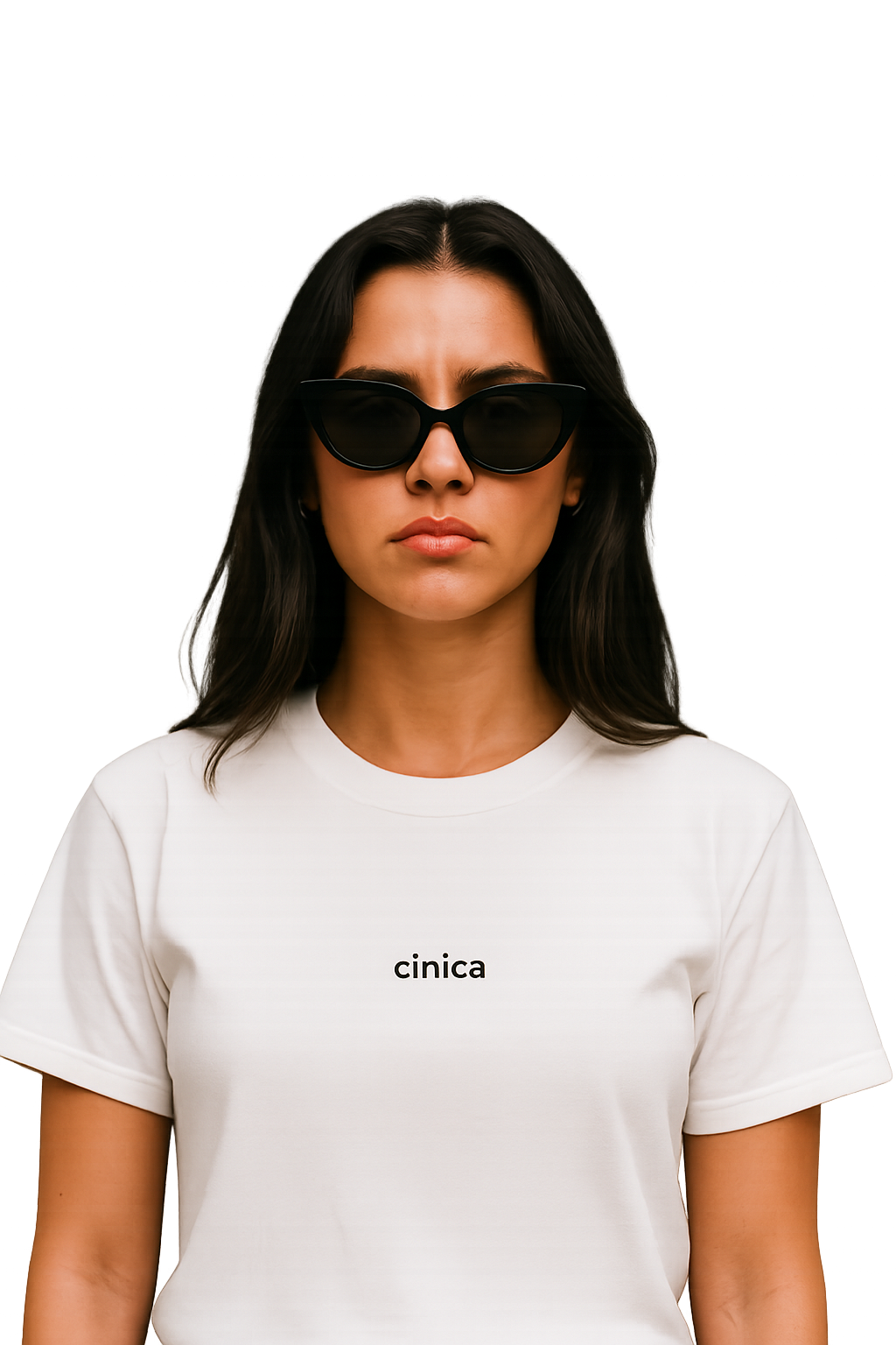 T-shirt girocollo ricamata - cinica