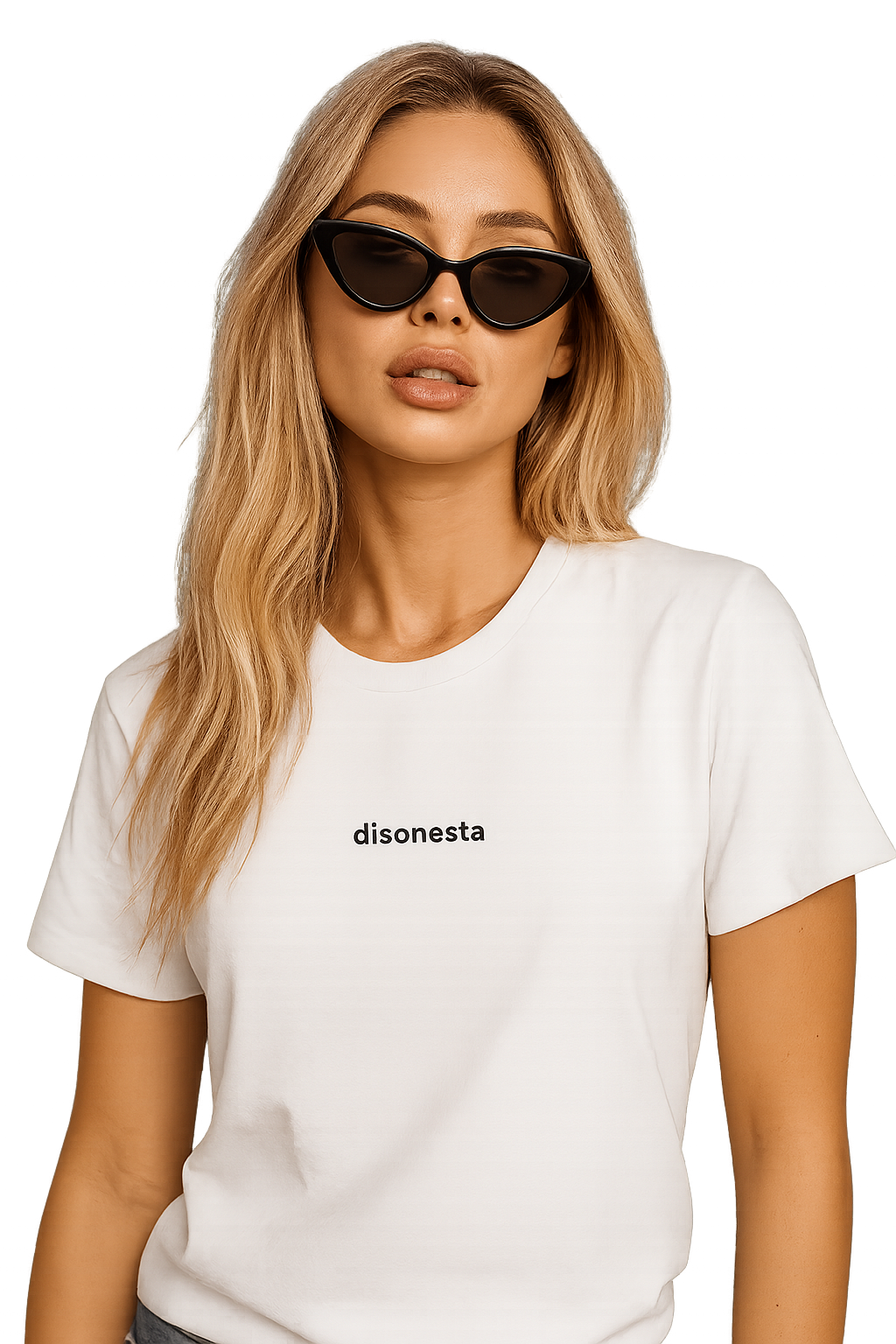 T-shirt girocollo ricamata - disonesta