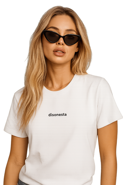 T-shirt girocollo ricamata - disonesta