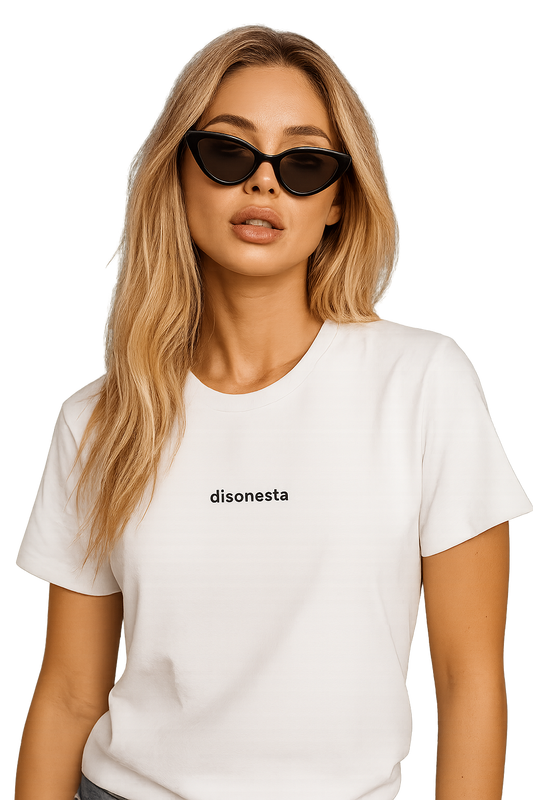 T-shirt girocollo ricamata - disonesta