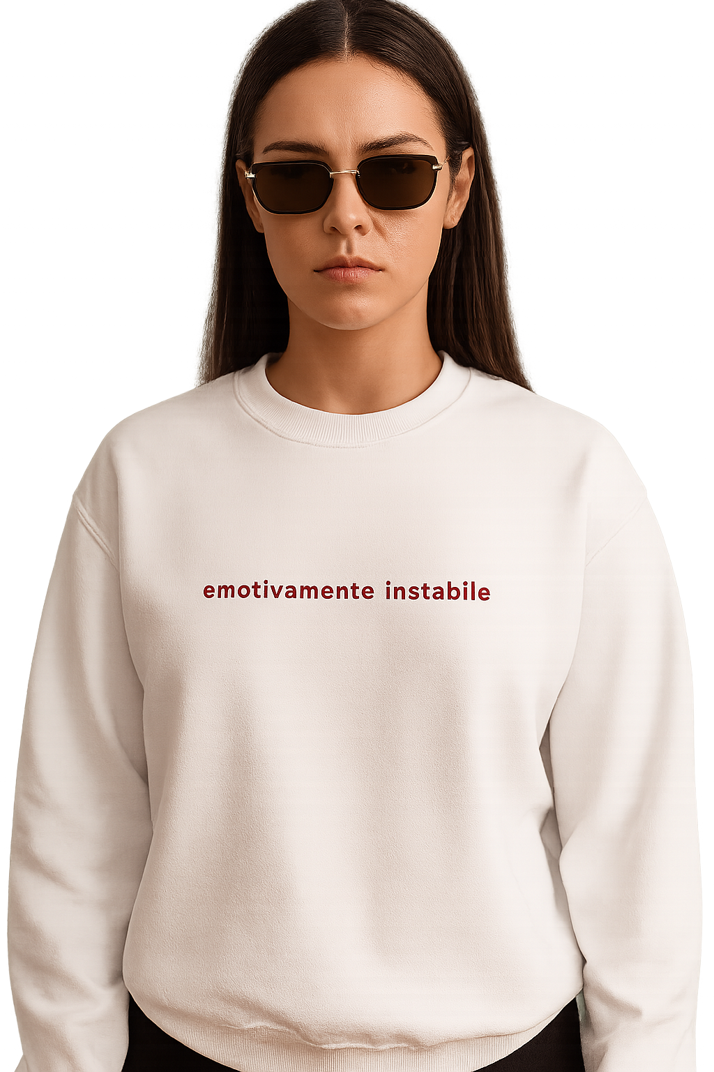 Felpa girocollo unisex ricamata | emotivamente instabile