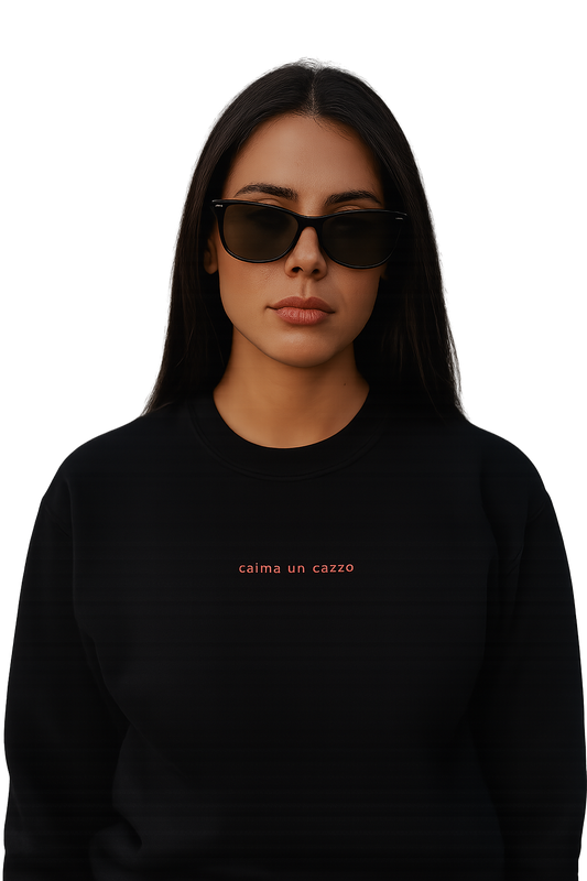 Felpa girocollo unisex ricamata | calma un cazzo