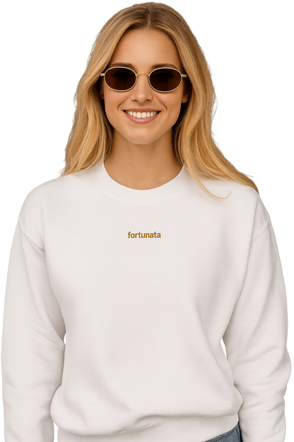 Felpa girocollo unisex ricamata | fortunata