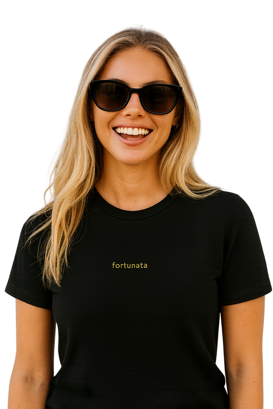 T-shirt girocollo ricamata - fortunata