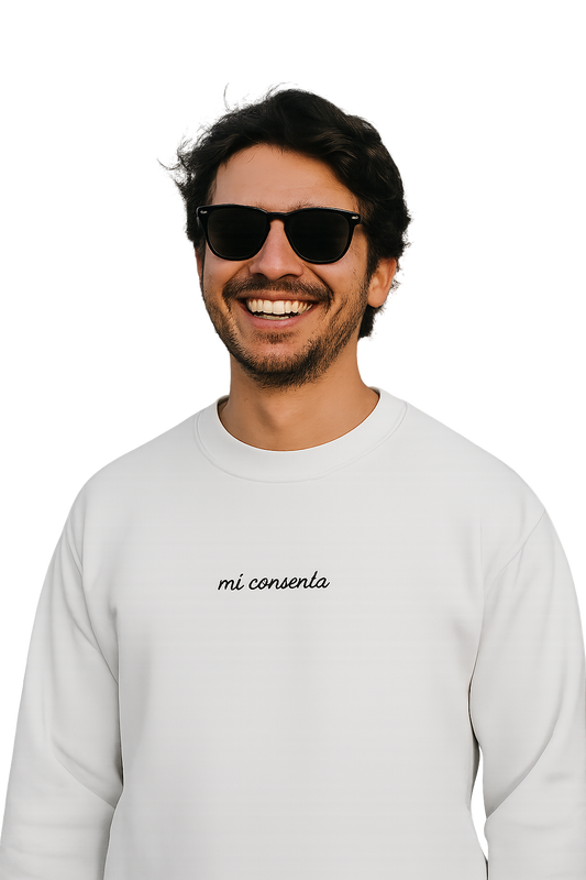 Felpa girocollo unisex ricamata | mi consenta