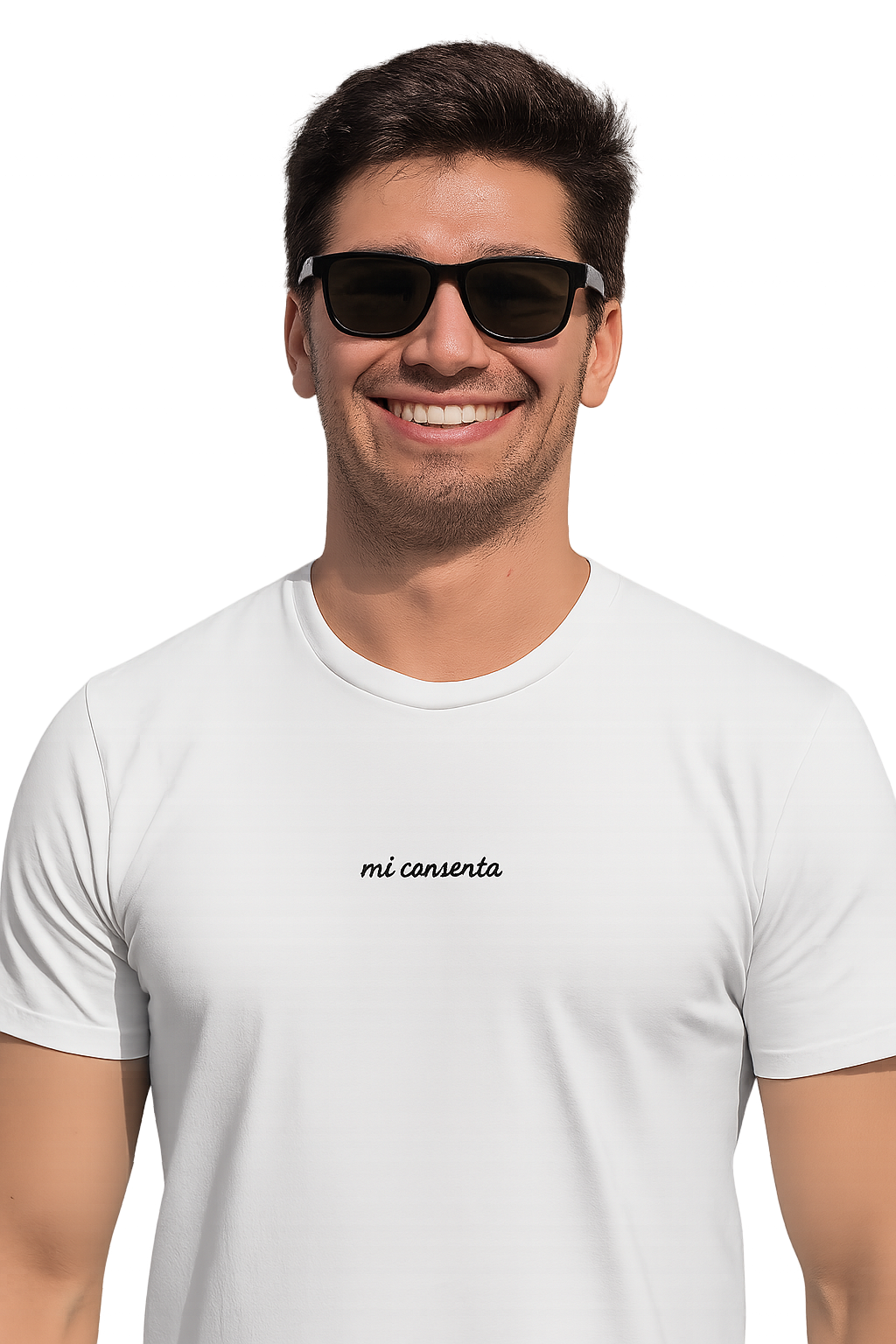 T-shirt girocollo ricamata - mi consenta